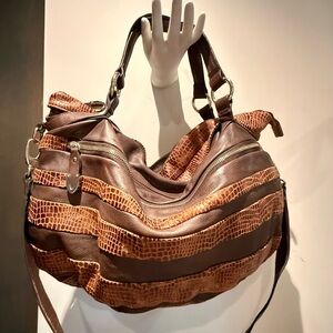 Brown/Tan Genuine Leather Shoulder Bag NWOT Charles David- designer direct